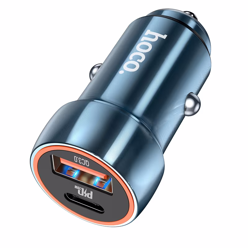 Автомобільний зарядний пристрій Hoco Z46A Blue whale PD20W+QC3.0 car charger сірий металік HC-Z46A-Gray