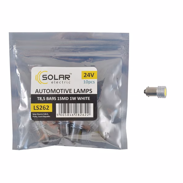 LED автолампа SOLAR 24V T8.5 BA9S SMD 1W, white 10шт LS262_P