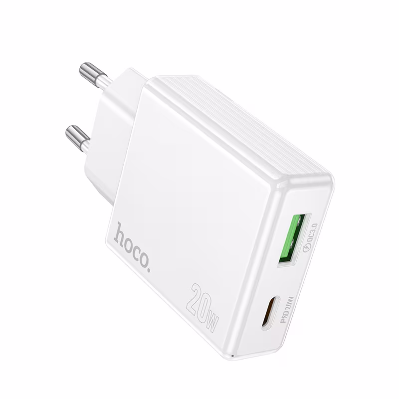 Мережевий зарядний пристрій Hoco C142A Direct PD20W+QC3.0 charger(EU) білий HC-C142A-White