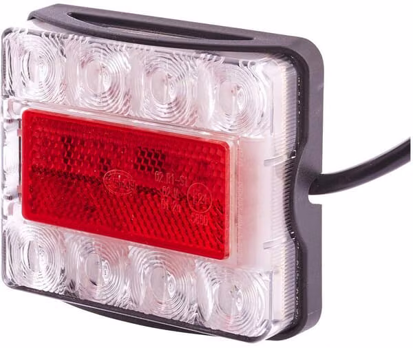 Задній ліхтар LED, 21W, прямокутний, 12/24V, прозорий/червоний, болтовий, 8 світлодіодів,Hella 2VA980720001