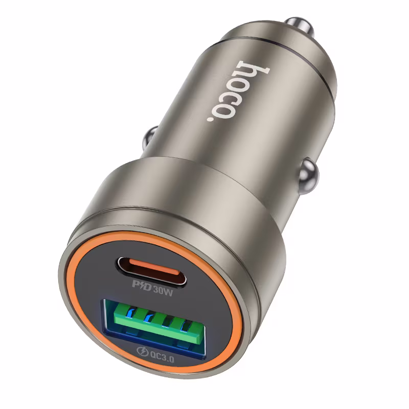 Автомобільний зарядний пристрій Hoco Z57A Glorious PD30W+QC3.0 car charger, gold HC-Z57A-Gold