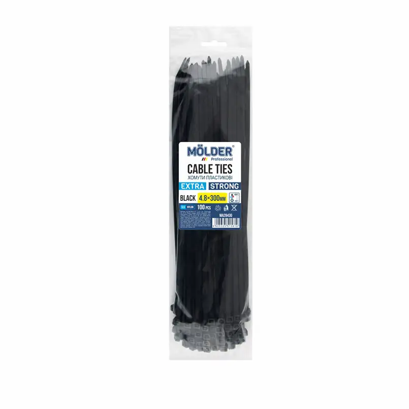 Хомути Molder пластикові чорні 4.8x300, 100шт MA28430
