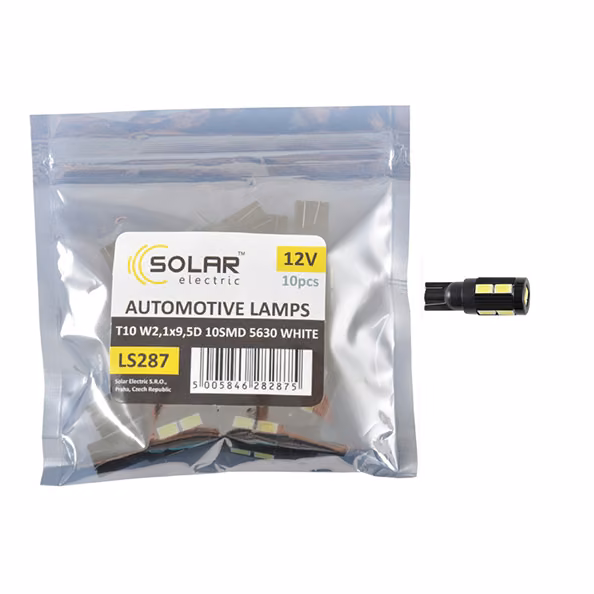 LED автолампа SOLAR 12V T10 W2.1x9.5d 10SMD 5630 white 10шт LS287_P