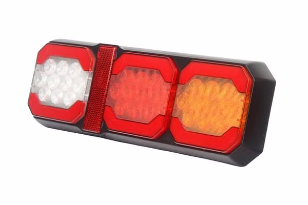 Ліхтар задній багатофункціональний LED, 12-24В, 295x100x30 мм, кабель 1,5 м, білий/помаранчевий/червоний, Kramp LA40091