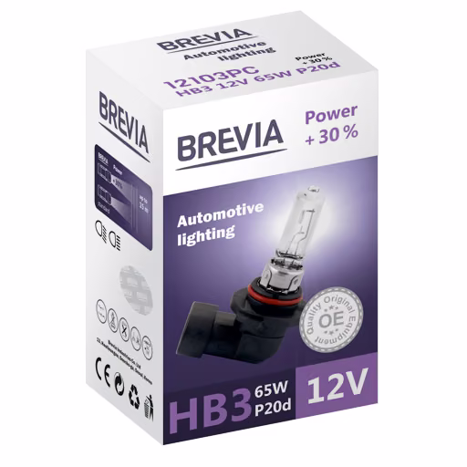 Галогенова лампа Brevia HB3 12V 65W P20d Power +30% CP 12103PC