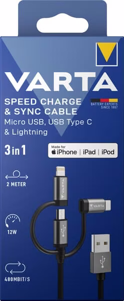 Кабель Micro USB, USB типу C, lightning VT57937