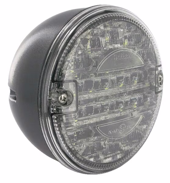 Ліхтар заднього ходу LED, круглий, 24V, прозорий, на болтах, діаметр 140mm, 1 LED, Britax L1402L24V