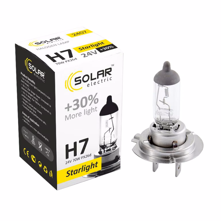 Галогенова лампа SOLAR H7 24V 70W PX26d Starlight +30% 2407