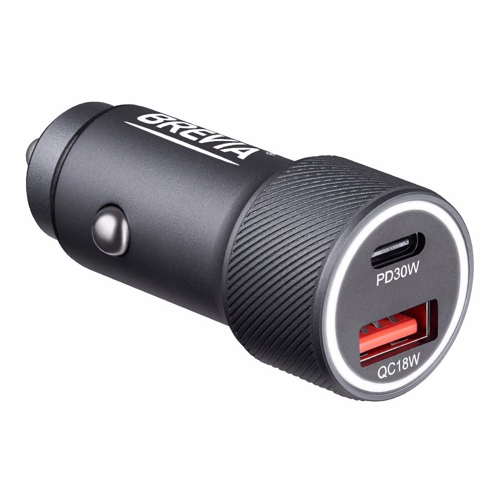 Автомобільний зарядний пристрій Brevia ePower Dual Grip Metal LED 48W 1xUSB-C+1xUSB-A, 46048GCUG 46048GCUG