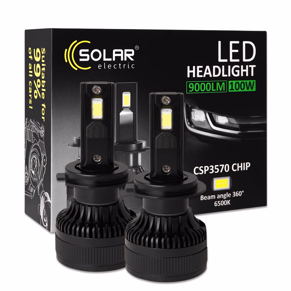 Автолампа Solar LED H7 12/24V 100W 9000Lm 6500K CSP3570 2шт 8607S2 8607S2