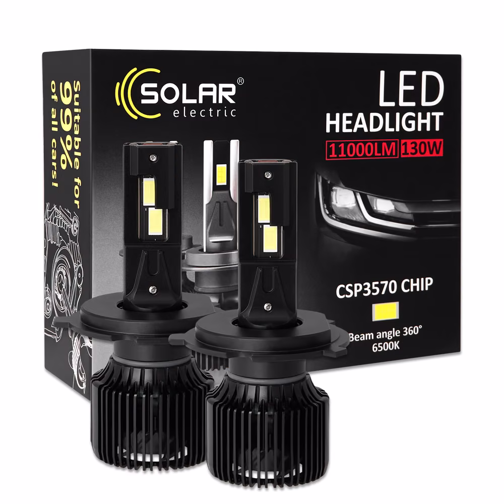 Автолампа Solar LED H4 12/24V 130W 11000Lm 6500K CSP3570 2шт 8704S2 8704S2
