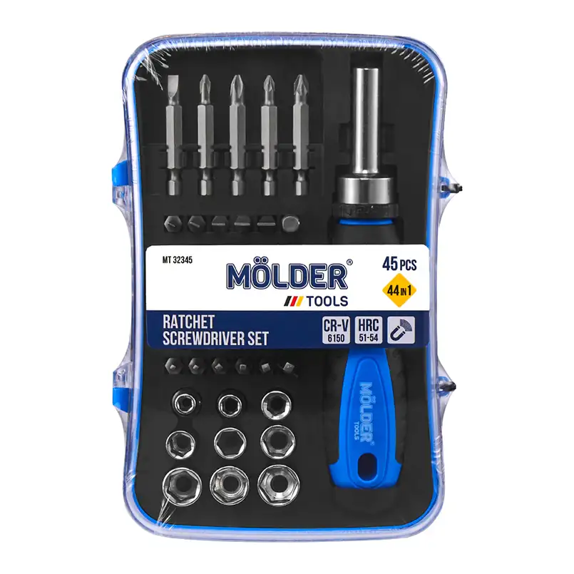 Викрутка Molder реверсивна з комплектом насадок 45 шт MT32345 MT32345