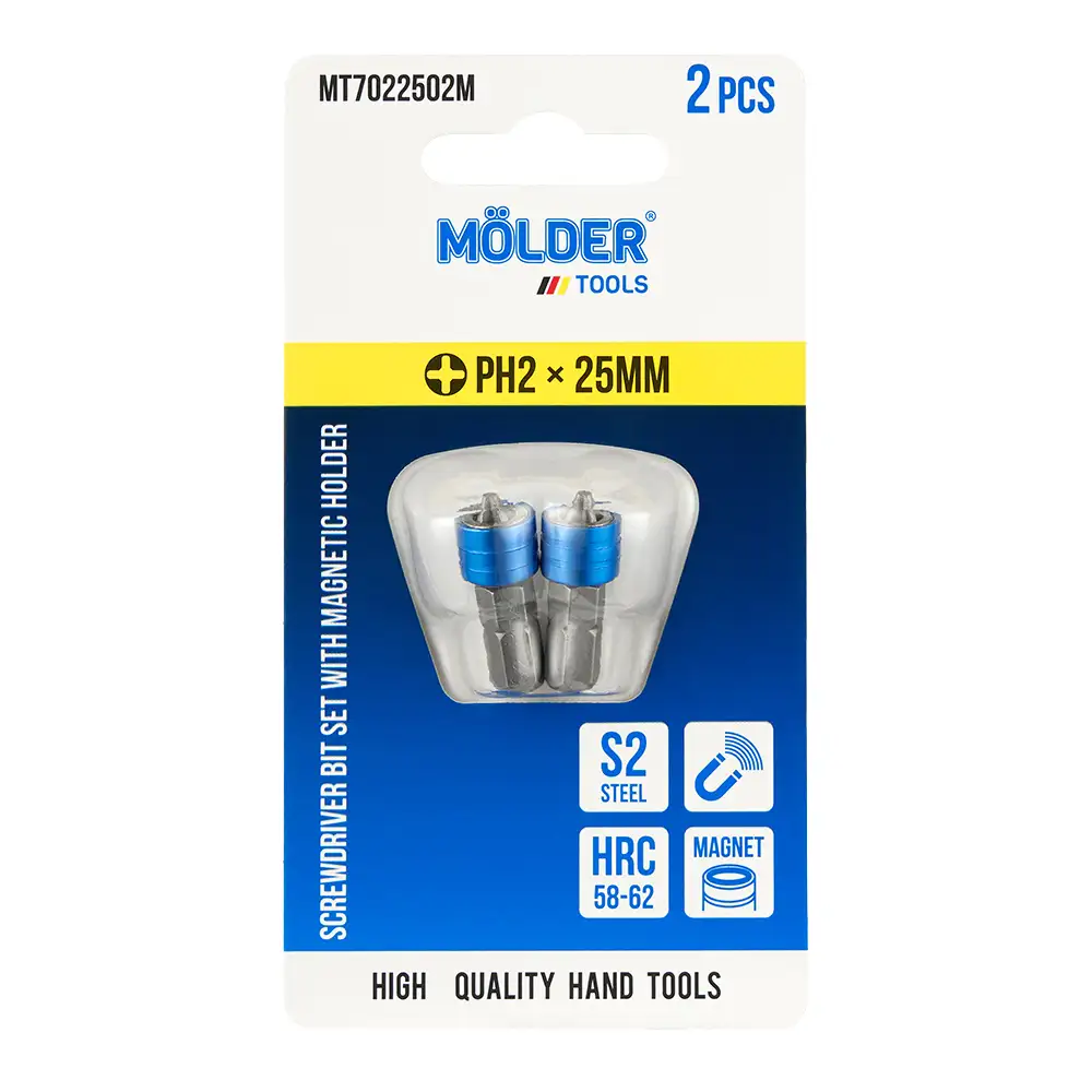 Набір біт Molder з магнітним тримачем PH2x25мм 2шт MT7022502M MT7022502M