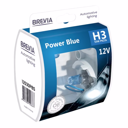 Галогенова лампа Brevia H3 12V 55W PK22s Power Blue S2 12030PBS