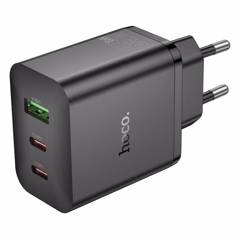 Мережевий зарядний пристрій Hoco N51 Scenery PD65W (2C1A) charger,(EU) black HC-N51-Black