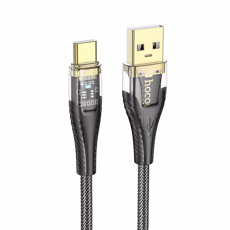 Кабель Hoco U121 Gold standard Transparent Discovery Edition charging data cable Type-C 1.2м чорний