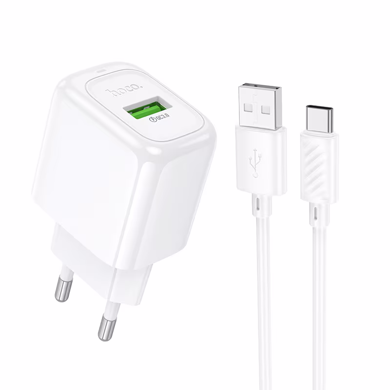 Мережевий зарядний пристрій Hoco CS52A Surplus single-port QC3.0 charger set(Type-C)(EU) білий