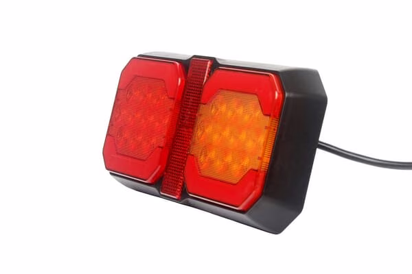 Ліхтар задній багатофункціональний LED, 12-24В, 209x100x30 мм, кабель 1,5 м, помаранчевий/червоний, Kramp LA40090