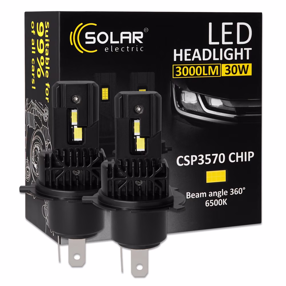 Автолампа Solar LED H4 12/24V 30W 3000Lm 6500K CSP3570 2шт 8404S2 8404S2