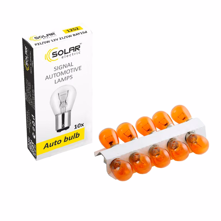 Лампа розжарювання SOLAR PY21W 12V 21W BAU15s Amber, 10шт 1251