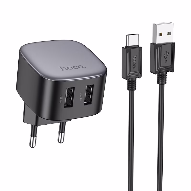 Мережевий зарядний пристрій Hoco CS31A Wing dual-port charger set (Type-C),(EU)black HC-CS31A-UC-Black