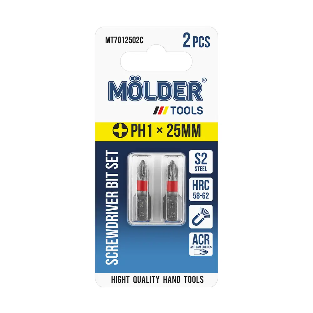 Набір біт Molder PH1x25мм 2шт (кольорове маркування) MT7012502C MT7012502C